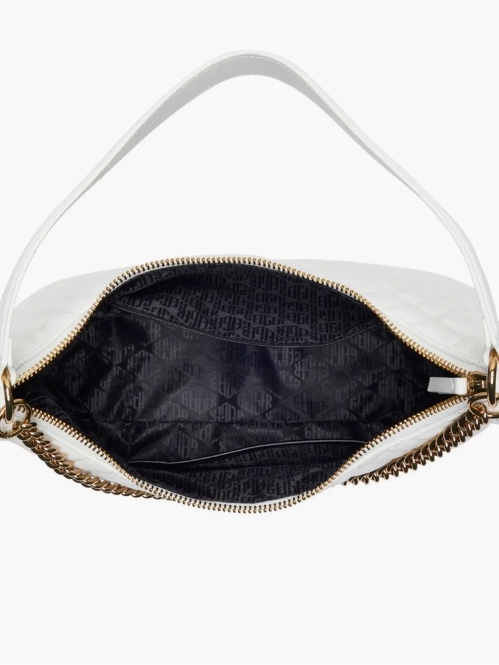NWT $328 Kurt Geiger Large White Quilted Hobo Bag with Gold Chain Detail